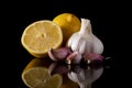 Closeup shot of lemons and garlic