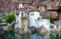 Closeup shot of little houses in Disneyland Storybook Land Canal