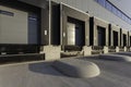 Closeup shot of loading doors on a sunny day