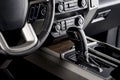 Closeup shot of a luxurious black interior of a modern elegant car Royalty Free Stock Photo