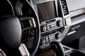 Closeup shot of a luxurious black interior of a modern elegant car Royalty Free Stock Photo
