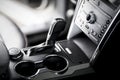 Closeup shot of a luxurious black interior of a modern elegant car Royalty Free Stock Photo