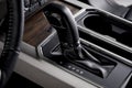 Closeup shot of a luxurious black interior of a modern elegant car Royalty Free Stock Photo