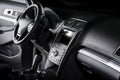 Closeup shot of a luxurious black interior of a modern elegant car Royalty Free Stock Photo