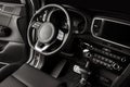 Closeup shot of a luxurious black interior of a modern elegant car Royalty Free Stock Photo