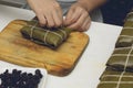 Closeup shot of a making process of Hallaca Royalty Free Stock Photo