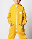 Closeup shot of male warm jumpsuit for children