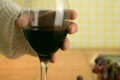 Closeup shot of a man holding a glass of red wine on a blurred background Royalty Free Stock Photo