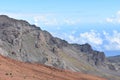 Closeup shot of the Maui Volcano shield with the panoramic rocky volcanic landscape