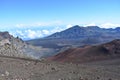 Closeup shot of the Maui Volcano shield with the panoramic rocky volcanic landscape