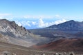 Closeup shot of the Maui Volcano shield with the panoramic rocky volcanic landscape