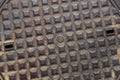 Closeup shot of metal manhole cover Royalty Free Stock Photo