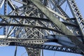 Closeup shot of the metalworks of famous Dom Luis I Bridge in Porto, Portugal