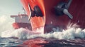 A closeup shot of a mive container ships propellers churning the water emphasizing the size and power of these vessels Royalty Free Stock Photo