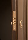 Closeup shot of modern door lock with a keyhole Royalty Free Stock Photo