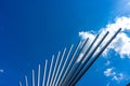 Closeup shot of modern sculpture in front of St. Martin's Cathedral in Mainz, Germany