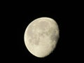 Closeup shot of the moon waning gibbous in night sky