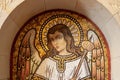 Closeup shot of a mosaic of an angel in a church in Eiffel region, Germany Royalty Free Stock Photo