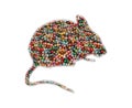 Closeup shot of a mouse figure made of colorful bead on an isolated background