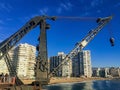 Closeup shot of Muelle Vergara Pier, Chile under the blue sky