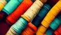 Closeup shot of the multicolored sewing threads background Royalty Free Stock Photo