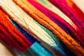 Closeup shot of the multicolored sewing threads background