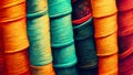 Closeup shot of the multicolored sewing threads background Royalty Free Stock Photo