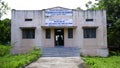 Closeup shot of museum of art, archaeology and culture building isolated in Gulbarga University campus Kalaburagi