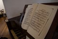 Closeup shot of music notes on the piano in Chascomus