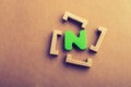 Closeup shot of N letter green icon - concept of education