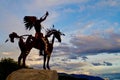 Silhouetted Native Sculpture in Osoyoos, British Columbia, Canada