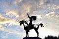 Silhouetted Native Sculpture in Osoyoos, British Columbia, Canada