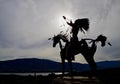 Silhouetted Native Sculpture in Osoyoos, British Columbia, Canada