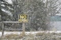 Closeup Shot Of  No Trespassing Sign On A Snowy Day