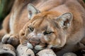 Closeup shot of a North American cougar (Puma concolor couguar)