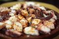 Closeup shot of octopus tentacles at a tapas bar in Spain Royalty Free Stock Photo