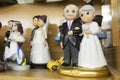 Closeup shot of old bride and groom figurines for fifty-year wedding anniversary