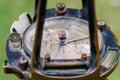 Closeup shot of an old fashioned surveyors tool for measuring land