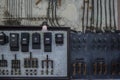 Closeup shot of old rusty electrical panels