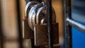 Closeup shot of an old and rusty padlocks on a blurred background Royalty Free Stock Photo