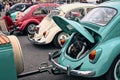 Closeup shot old timer vintage car volkswagen beetle at classic fest 2022, festival with old classic vintage cars Royalty Free Stock Photo