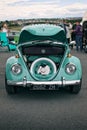 Closeup shot old timer vintage car volkswagen beetle at classic fest 2022, festival with old classic vintage cars Royalty Free Stock Photo