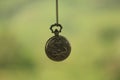 Closeup shot of an old vintage hollow cobwebs quartz pocket watch Royalty Free Stock Photo