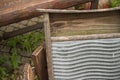 Closeup shot of the old wooden manual washing board