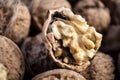 Closeup shot of an opened walnut Royalty Free Stock Photo