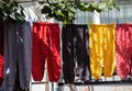 Closeup shot of pants hang on the rope Royalty Free Stock Photo