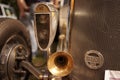 Closeup shot of a part of a classic car from a bygone era