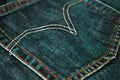 Closeup shot of a patch pocket of blue jeans Royalty Free Stock Photo