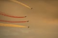 Closeup shot of the Patrouille Suisse F5 demo team formation during the show in Sanicole