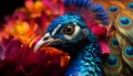 closeup shot of peacock colorful generative AI Royalty Free Stock Photo